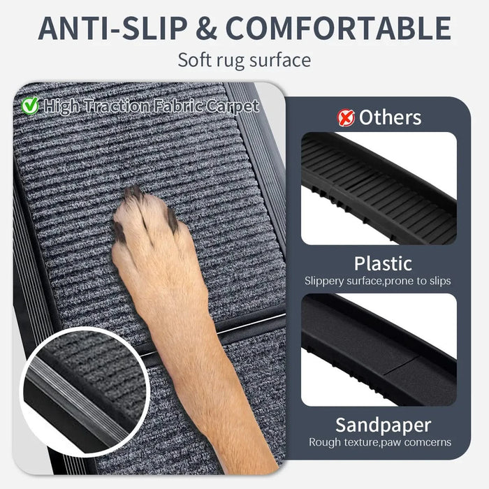 Dog Ramp for Car, 63' Long & 17' Wide Folding Portable Pet Stair Ramp with Non-Slip Rug Surface, Extra Wide Dog Steps for Medium & Large Dogs Up to 250LBS Enter a Car, SUV & Truck Default -DTYStore