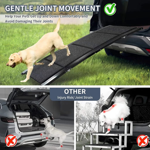 Dog Ramp for Car, 63' Long & 17' Wide Folding Portable Pet Stair Ramp with Non-Slip Rug Surface, Extra Wide Dog Steps for Medium & Large Dogs Up to 250LBS Enter a Car, SUV & Truck Default -DTYStore