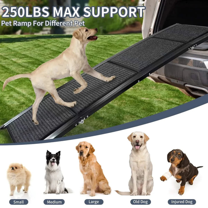 Dog Ramp for Car, 63' Long & 17' Wide Folding Portable Pet Stair Ramp with Non-Slip Rug Surface, Extra Wide Dog Steps for Medium & Large Dogs Up to 250LBS Enter a Car, SUV & Truck Default -DTYStore