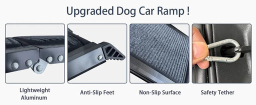 Dog Ramp for Car, 63' Long & 17' Wide Folding Portable Pet Stair Ramp with Non-Slip Rug Surface, Extra Wide Dog Steps for Medium & Large Dogs Up to 250LBS Enter a Car, SUV & Truck Default -DTYStore