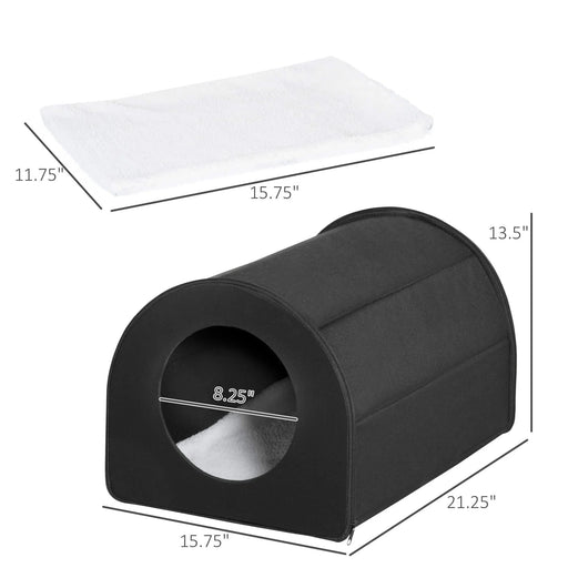 Dome Heated Cat House Portable and Waterproof Pet Shelter for Kitty in Winter, Black Default -DTYStore