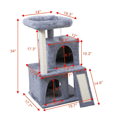 Double-layer cat Tree with cat house and ladder Default -DTYStore