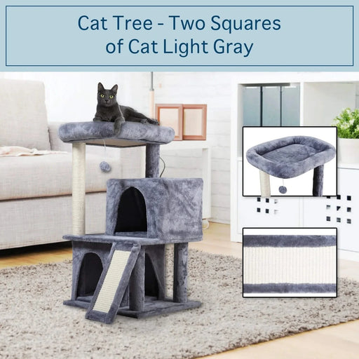 Double-layer cat Tree with cat house and ladder Default -DTYStore