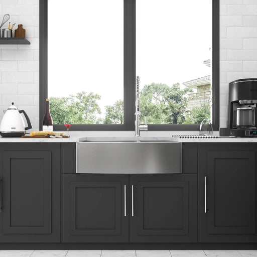 Double Bowl (60/40) Farmhouse Sink- 36' x 20' x 9'Stainless Steel Apron Front Kitchen Sink 16 Gauge with Two 9' Deep Basin Default -DTYStore