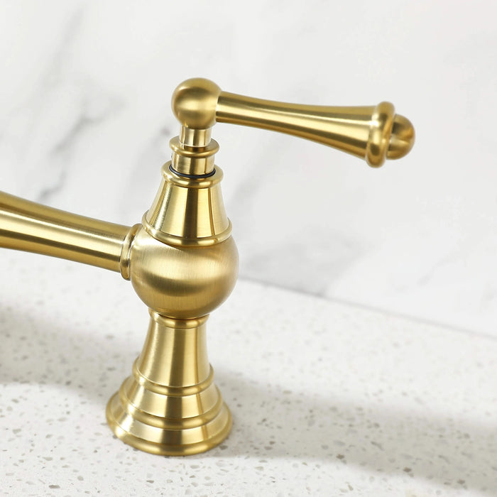 Double Handle Widespread Kitchen Faucet with Traditional Handles Default -DTYStore
