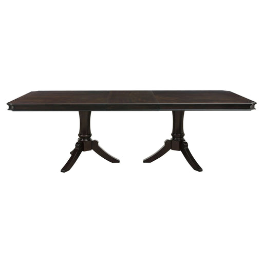 Double Pedestal Base Dark Cherry Finish 1pc Dining Table with Extension Leaf Wooden Furniture 96-inch Table Default -DTYStore