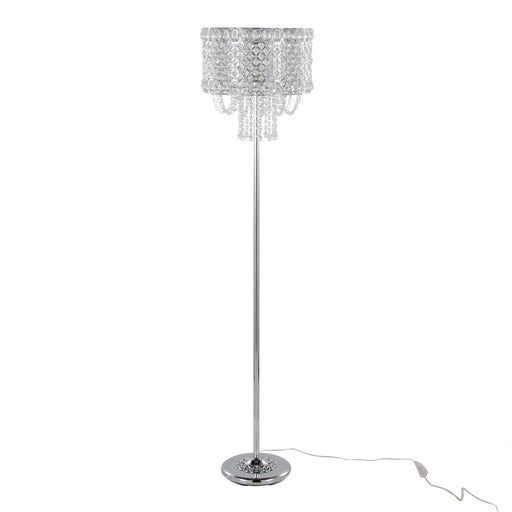 Droplets 60' Contemporary Metal Floor Lamp in Polished Chrome and Clear K9 Crystal Accents from Grandview Gallery by LumiSource Default -DTYStore