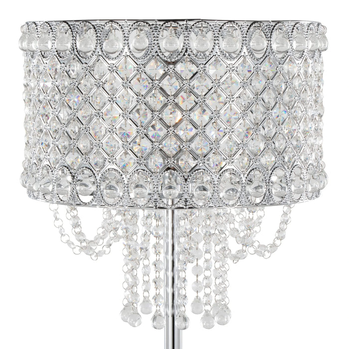 Droplets 60' Contemporary Metal Floor Lamp in Polished Chrome and Clear K9 Crystal Accents from Grandview Gallery by LumiSource Default -DTYStore