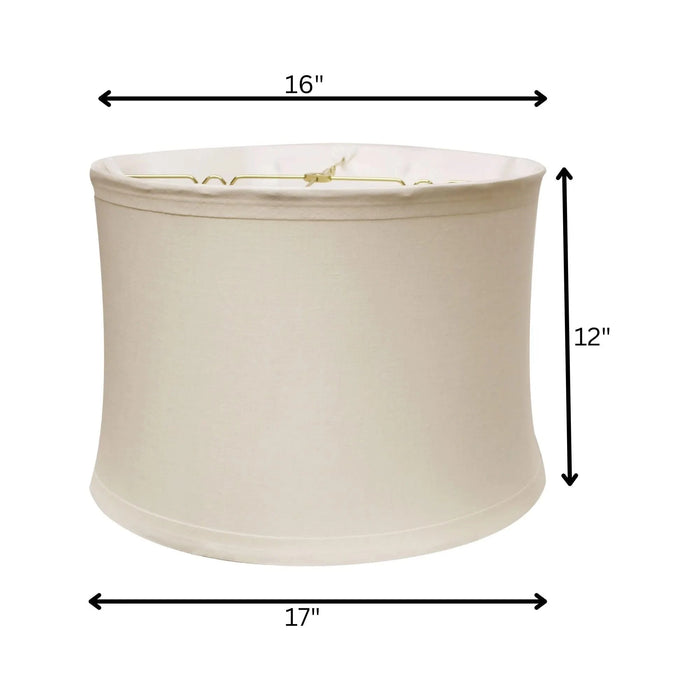 Drum No Hug with 1' Trim Softback Lampshade with Washer Fitter, Snow Color Fabric Lampshade for Table Lamps, Natural Linen, 16' Top x 17' Bottom x 12' Height Default -DTYStore