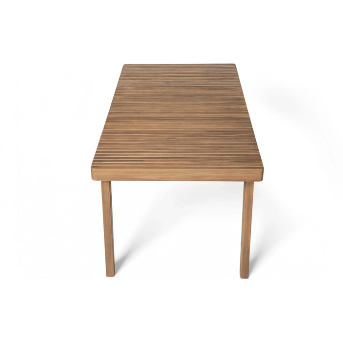 Durable 7 - Piece Patio Furniture Set Acacia Wood Table and 6 Heavy-Duty Cushioned Chairs, Brown Default -DTYStore