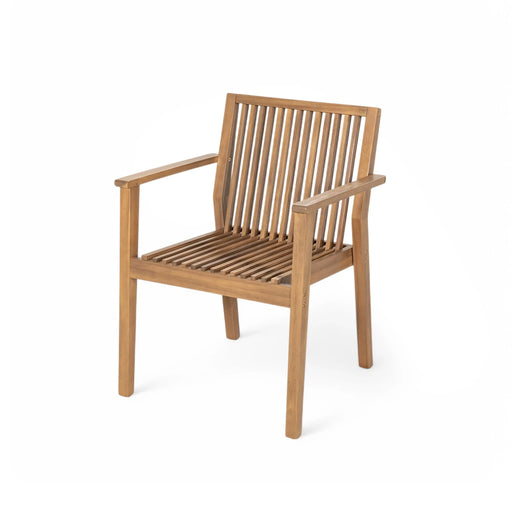 Durable 7 - Piece Patio Furniture Set Acacia Wood Table and 6 Heavy-Duty Cushioned Chairs, Brown Default -DTYStore