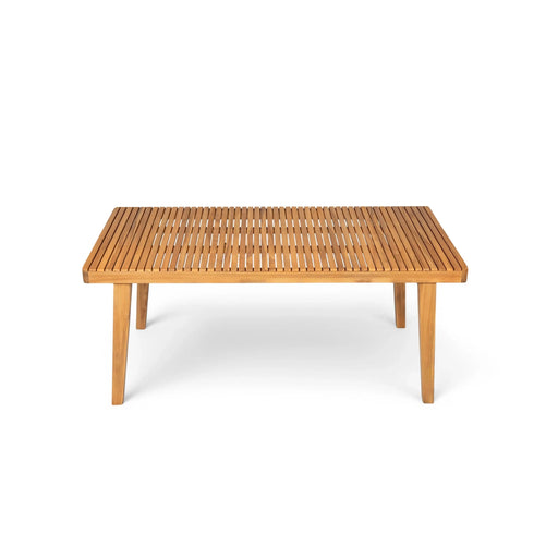 Durable 7 - Piece Patio Furniture Set Acacia Wood Table and 6 Heavy-Duty Cushioned Chairs, Natural Default -DTYStore