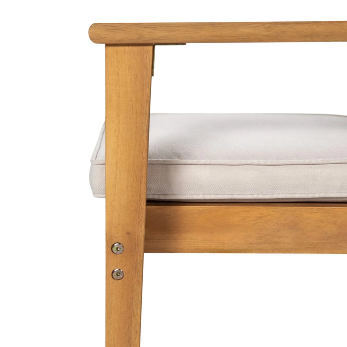 Durable 7 - Piece Patio Furniture Set Acacia Wood Table and 6 Heavy-Duty Cushioned Chairs, Natural Default -DTYStore