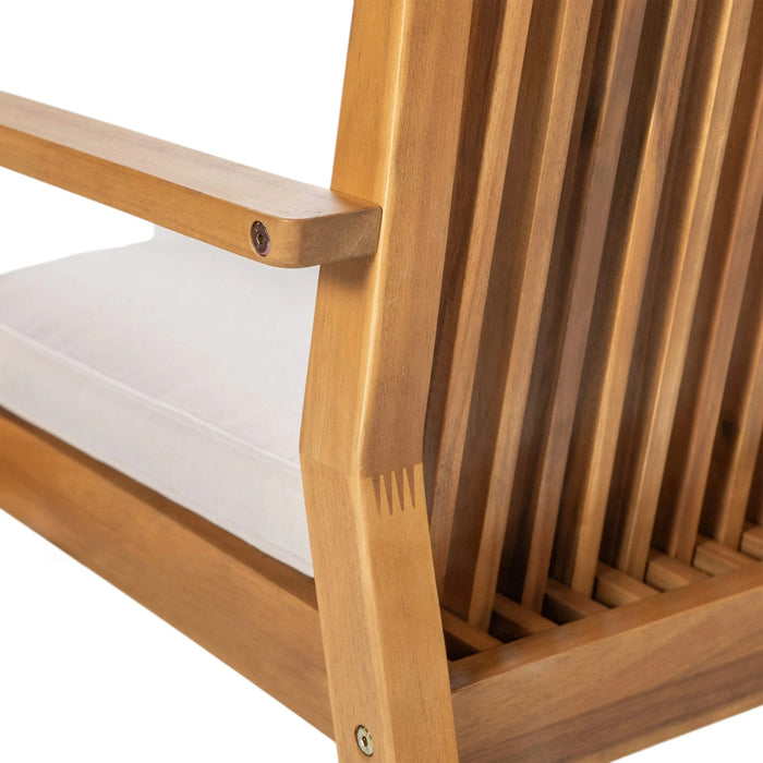 Durable 7 - Piece Patio Furniture Set Acacia Wood Table and 6 Heavy-Duty Cushioned Chairs, Natural Default -DTYStore