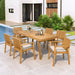 Durable 7 - Piece Patio Furniture Set Acacia Wood Table and 6 Heavy-Duty Cushioned Chairs, Natural Default -DTYStore