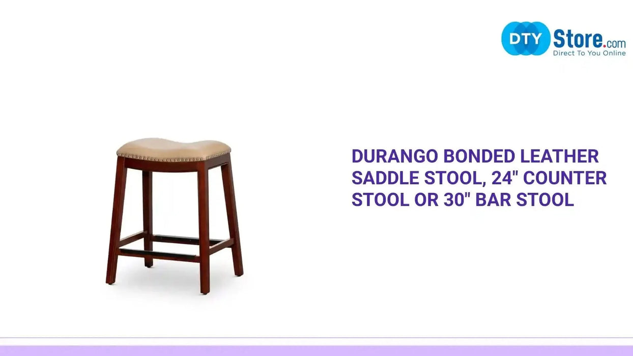Durango Bonded Leather Saddle Stool, 24" Counter Stool or 30" Bar Stool -DTYStore