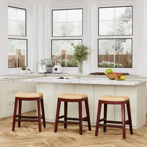 Durango Bonded Leather Saddle Stool, 24" Counter Stool or 30" Bar Stool 30" Bar Height Weathered Gray Black Leather -DTYStore