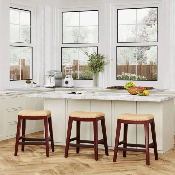 Durango Bonded Leather Saddle Stool, 24" Counter Stool or 30" Bar Stool 30" Bar Height Weathered Gray Black Leather -DTYStore