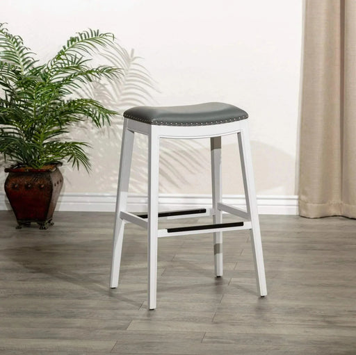 Durango Bonded Leather Saddle Stool, 24" Counter Stool or 30" Bar Stool 30" Bar Height White Gray Leather -DTYStore