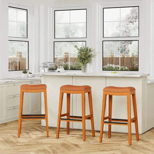 Durango Bonded Leather Saddle Stool, 24" Counter Stool or 30" Bar Stool 30" Bar Height Weathered Gray Black Leather -DTYStore