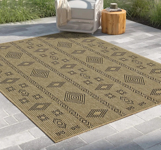 Earth GC_NTL1001 Jute/Black 5 ft. 3 in. x 7 ft. 3 in. Indoor/Outdoor Area Rug Default -DTYStore
