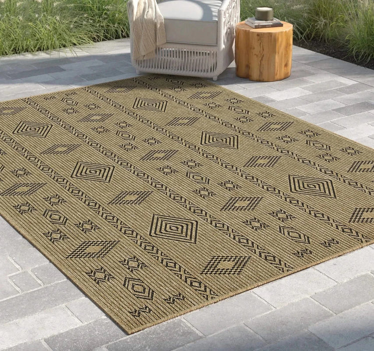 Earth GC_NTL1001 Jute/Black 5 ft. 3 in. x 7 ft. 3 in. Indoor/Outdoor Area Rug Default -DTYStore