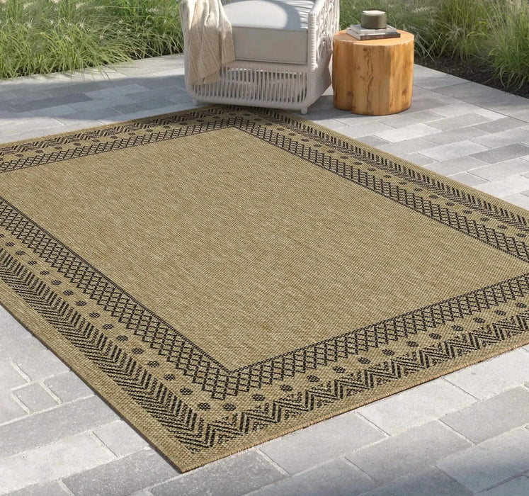 Earth GC_NTL1006 Jute/Black 7 ft. 10 in. x 10 ft. 3 in. Indoor/Outdoor Area Rug Default -DTYStore