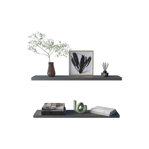 Ecco 47' Wide Floating Shelves Set of 2, Shelves for Wall Decor for Bedroom, Bathroom Storage Shelves, Book Shelves for Living Room Matt Gray Default -DTYStore