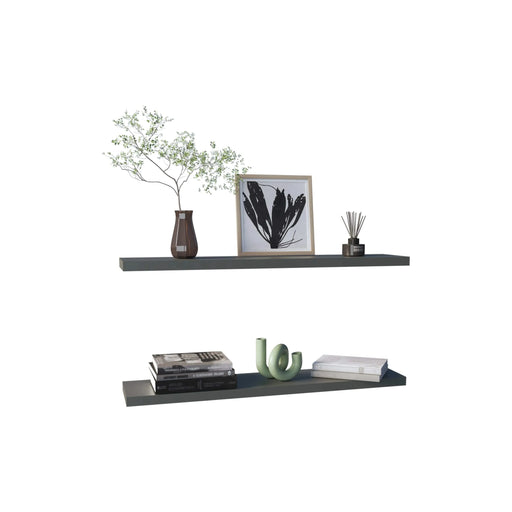 Ecco 47' Wide Floating Shelves Set of 2, Shelves for Wall Decor for Bedroom, Bathroom Storage Shelves, Book Shelves for Living Room Matt Gray Default -DTYStore