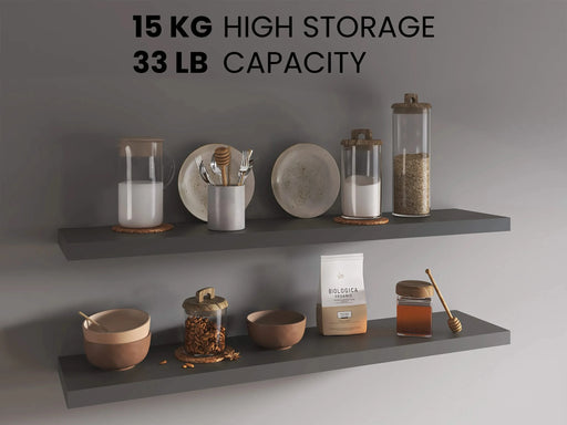 Ecco 47' Wide Floating Shelves Set of 2, Shelves for Wall Decor for Bedroom, Bathroom Storage Shelves, Book Shelves for Living Room Matt Gray Default -DTYStore