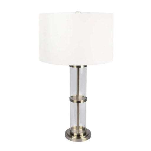 Echo Brushed Nickel Table Lamp with On/Off Switch Clear Glass Body Metal Base Default -DTYStore