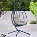 Egg Chair with Stand Indoor Outdoor Swing Chair Patio Wicker Hanging Egg Chair Hanging Basket Chair Hammock Chair with Stand for Bedroom Living Room Balcony Default -DTYStore