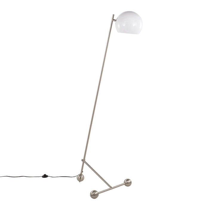 Eileen Contemporary Floor Lamp in Brushed Nickel with White Plastic Shade by LumiSource Default -DTYStore