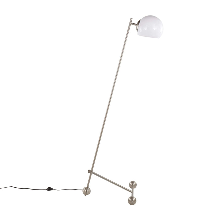 Eileen Contemporary Floor Lamp in Brushed Nickel with White Plastic Shade by LumiSource Default -DTYStore