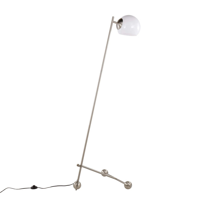 Eileen Contemporary Floor Lamp in Brushed Nickel with White Plastic Shade by LumiSource Default -DTYStore