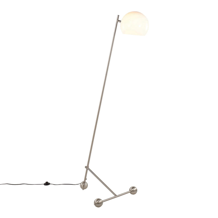 Eileen Contemporary Floor Lamp in Brushed Nickel with White Plastic Shade by LumiSource Default -DTYStore