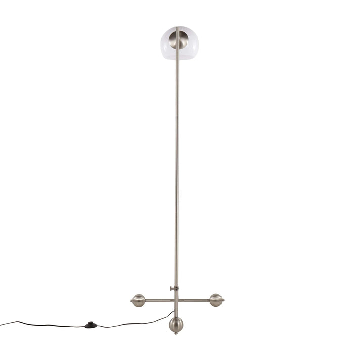 Eileen Contemporary Floor Lamp in Brushed Nickel with White Plastic Shade by LumiSource Default -DTYStore