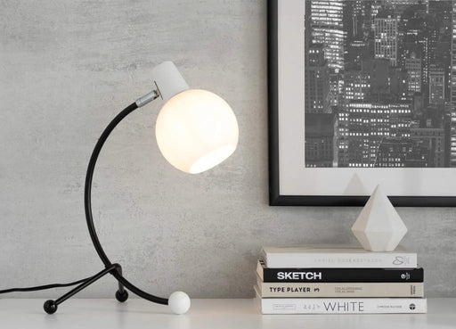 Eileen Contemporary Task Lamp in Black Metal and White Plastic Shade by LumiSource Default -DTYStore