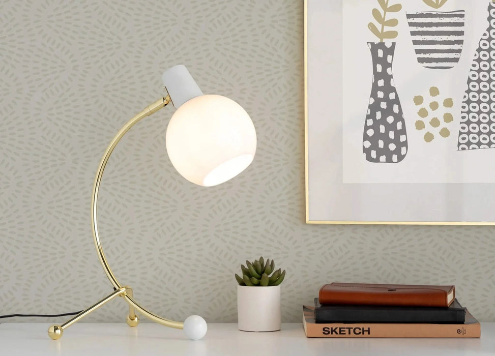 Eileen Contemporary Task Lamp in Gold Metal and White Plastic Shade by LumiSource Default -DTYStore