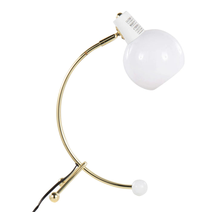 Eileen Contemporary Task Lamp in Gold Metal and White Plastic Shade by LumiSource Default -DTYStore