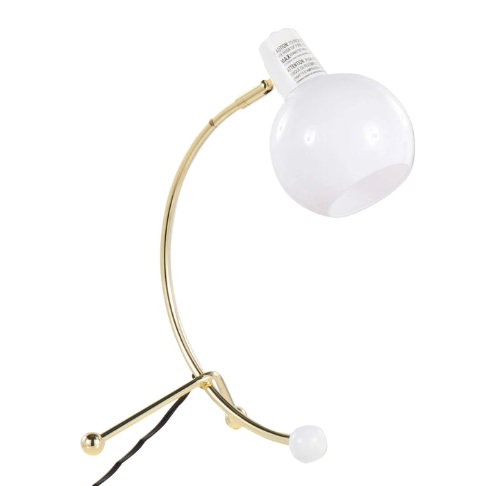 Eileen Contemporary Task Lamp in Gold Metal and White Plastic Shade by LumiSource Default -DTYStore