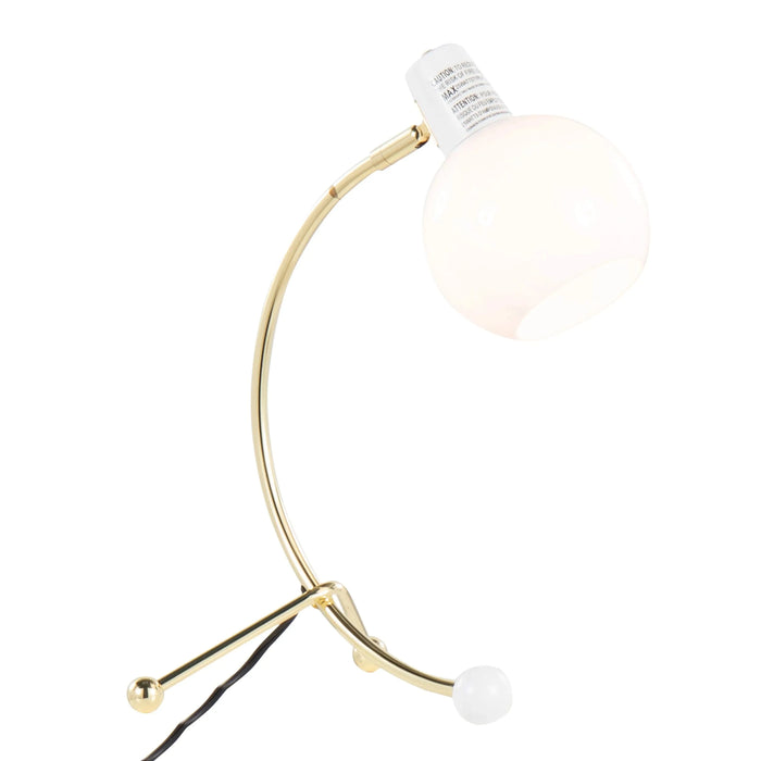 Eileen Contemporary Task Lamp in Gold Metal and White Plastic Shade by LumiSource Default -DTYStore