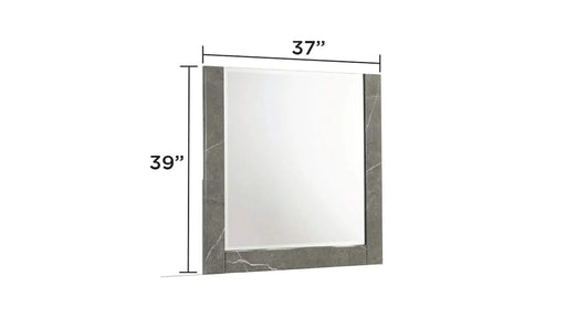 Elara King 4-Piece Set – Two-Tone High-Gloss Marble & Lacquer Finish with LED Lighting, Metal-Finished Legs- Gray Default -DTYStore