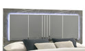 Elara Queen 5-Piece Set – Two-Tone High-Gloss Marble & Lacquer Finish with LED Lighting, Metal-Finished Legs, Spacious Storage- Gray (CA Inventory) Default -DTYStore