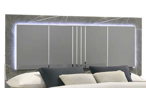 Elara Queen 5-Piece Set – Two-Tone High-Gloss Marble & Lacquer Finish with LED Lighting, Metal-Finished Legs, Spacious Storage- Gray (NJ Inventory) Default -DTYStore