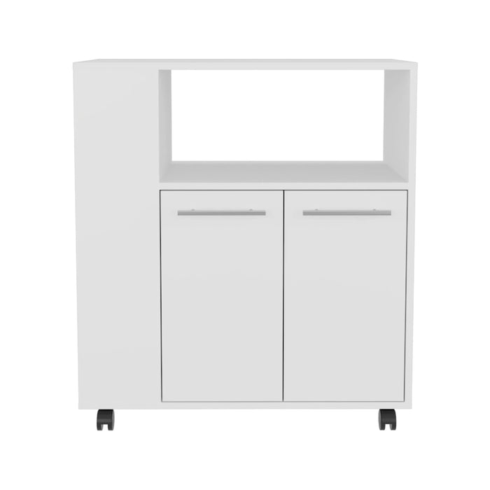 Eldon Two-Door Kitchen Base Cabinet Cart with four Shelves, Side Shelves, Cabinet, Kitchen Storage White Default -DTYStore