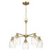 Elegance Five Lights Linear Arms Chandelier with Golden Brass Finish and Clear Water Glass 24'W x 8.5'H Default -DTYStore