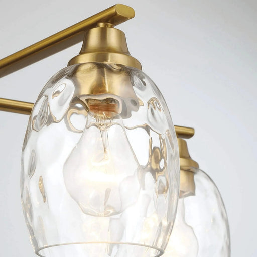 Elegance Five Lights Linear Arms Chandelier with Golden Brass Finish and Clear Water Glass 24'W x 8.5'H Default -DTYStore