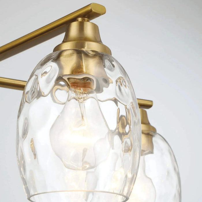 Elegance Five Lights Linear Arms Chandelier with Golden Brass Finish and Clear Water Glass 24'W x 8.5'H Default -DTYStore