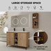 Elegant 48' Freestanding Bathroom Vanity with Double Resin Sink and Storage Rack, Soft Close Doors, Imitative Oak Finish Default -DTYStore